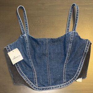 Forever 21 Dark Blue Denim Crop Top